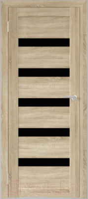 Дверь межкомнатная Юни Бона 03 60x200 (дуб сонома/стекло черное)