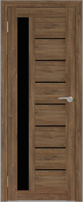 Дверь межкомнатная Юни Бона 04 80x200 (дуб стирлинг/стекло черное)