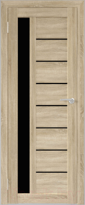 Дверь межкомнатная Юни Бона 04 60x200 (дуб сонома/стекло черное)