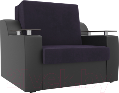 Кресло-кровать Лига Диванов Сенатор / 105471 (80, велюр фиолетовый/экокожа черный)