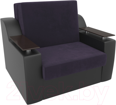 Кресло-кровать Лига Диванов Сенатор / 105471 (80, велюр фиолетовый/экокожа черный)