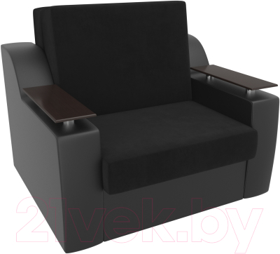 Кресло-кровать Лига Диванов Сенатор / 105472 (80, велюр черный/экокожа черный)
