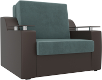 Кресло-кровать Лига Диванов Сенатор / 105466 (60, велюр бирюзовый/экокожа коричневый) - 