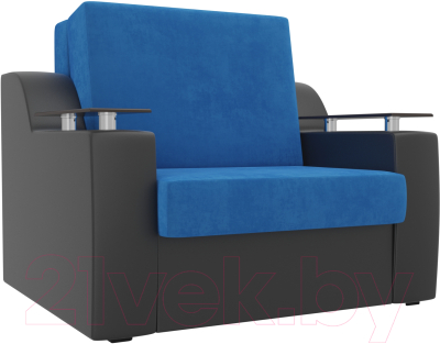 Кресло-кровать Лига Диванов Сенатор / 105467 (60, велюр голубой/экокожа черный)