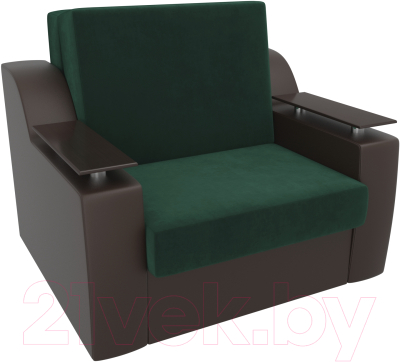 Кресло-кровать Лига Диванов Сенатор / 105468 (60, велюр зеленый/экокожа коричневый)