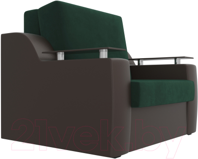 Кресло-кровать Лига Диванов Сенатор / 105468 (60, велюр зеленый/экокожа коричневый)