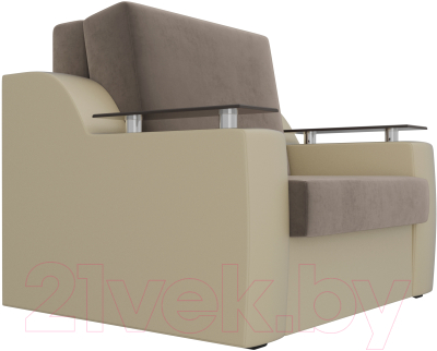 Кресло-кровать Лига Диванов Сенатор / 105469 (60, велюр коричневый/экокожа бежевый)