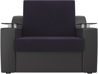 Кресло-кровать Лига Диванов Сенатор / 105471 (60, велюр фиолетовый/экокожа черный)