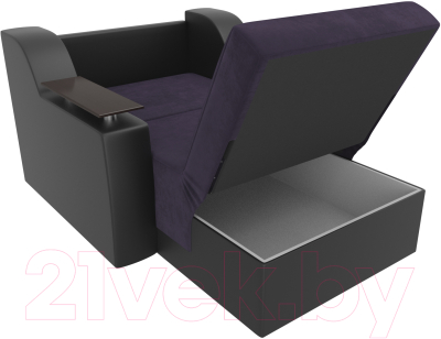 Кресло-кровать Лига Диванов Сенатор / 105471 (60, велюр фиолетовый/экокожа черный)