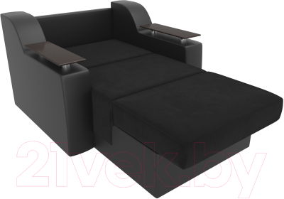 Кресло-кровать Лига Диванов Сенатор / 105472 (60, велюр черный/экокожа черный)