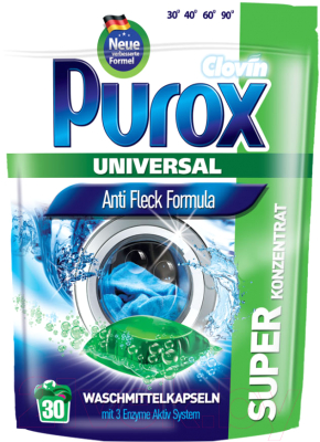 Капсулы для стирки Purox Universal для белых и цветных (30шт)