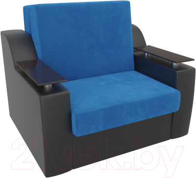 Кресло-кровать Лига Диванов Сенатор / 105467 (80, велюр голубой/экокожа черный)
