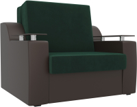 Кресло-кровать Лига Диванов Сенатор / 105468 (80, велюр зеленый/экокожа коричневый) - 