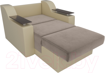 Кресло-кровать Лига Диванов Сенатор / 105469 (80, велюр коричневый/экокожа бежевый)