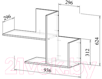 Комплект мебели для кабинета MFMaster Тандем УШ-2Я-06 Глянец / Тандем-2Я-06-СК-ГЛ (дуб сонома/капучино)