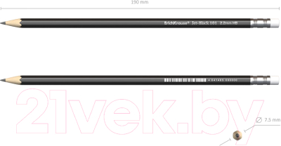 Изображение товара Простой карандаш Erich Krause Jet Black 101 HB / 45606
