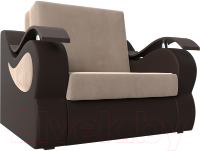 Кресло-кровать Лига Диванов Меркурий 223 / 105481 (80, велюр бежевый/экокожа коричневый)