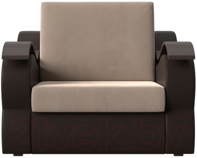 Кресло-кровать Лига Диванов Меркурий 223 / 105481 (80, велюр бежевый/экокожа коричневый)