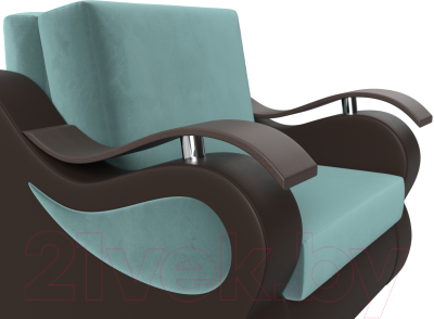 Кресло-кровать Лига Диванов Меркурий 223 / 105482 (80, велюр бирюзовый/экокожа коричневый)