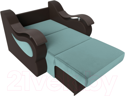 Кресло-кровать Лига Диванов Меркурий 223 / 105482 (80, велюр бирюзовый/экокожа коричневый)