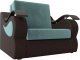 Кресло-кровать Лига Диванов Меркурий 223 / 105482 (80, велюр бирюзовый/экокожа коричневый) - 
