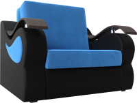 Кресло-кровать Лига Диванов Меркурий 223 / 105483 (80, велюр голубой/экокожа черный) - 