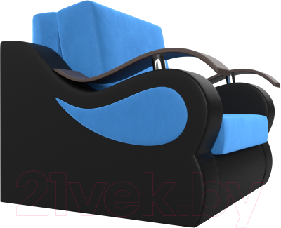 Кресло-кровать Лига Диванов Меркурий 223 / 105483 (80, велюр голубой/экокожа черный)