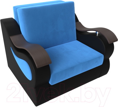 Кресло-кровать Лига Диванов Меркурий 223 / 105483 (80, велюр голубой/экокожа черный)