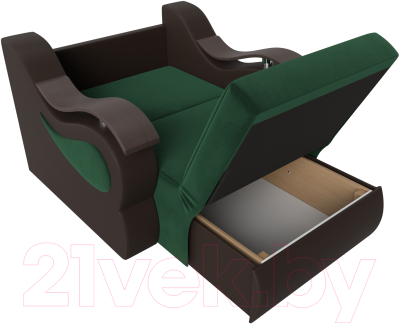 Кресло-кровать Лига Диванов Меркурий 223 / 105484 (80, велюр зеленый/экокожа коричневый)
