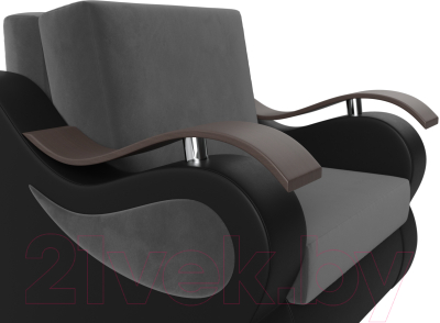 Кресло-кровать Лига Диванов Меркурий 223 / 105486 (80, велюр серый/экокожа черный)