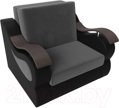 Кресло-кровать Лига Диванов Меркурий 223 / 105486 (80, велюр серый/экокожа черный)