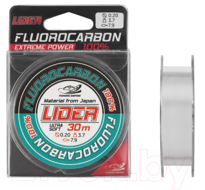 Леска флюорокарбоновая Fishing Empire Lider Fluorocarbon 100% 0.50мм 30м / FL-0150
