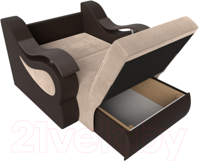 Кресло-кровать Лига Диванов Меркурий 223 / 105481 (60, велюр бежевый/экокожа коричневый)