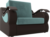 Кресло-кровать Лига Диванов Меркурий 223 / 105482 (60, велюр бирюзовый/экокожа коричневый) - 