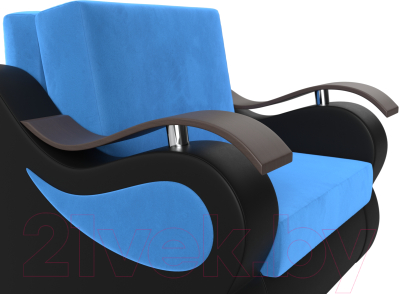 Кресло-кровать Лига Диванов Меркурий 223 / 105483 (60, велюр голубой/экокожа черный)
