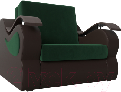 Кресло-кровать Лига Диванов Меркурий 223 / 105484 (60, велюр зеленый/экокожа коричневый)