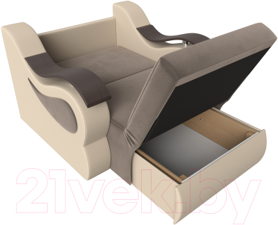 Кресло-кровать Лига Диванов Меркурий 223 / 105485 (60, велюр коричневый/экокожа бежевый)
