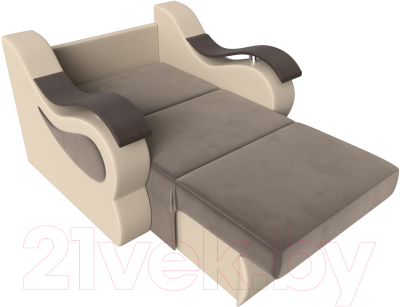 Кресло-кровать Лига Диванов Меркурий 223 / 105485 (60, велюр коричневый/экокожа бежевый)