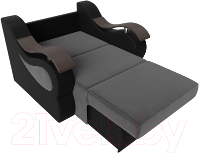 Кресло-кровать Лига Диванов Меркурий 223 / 105486 (60, велюр серый/экокожа черный)