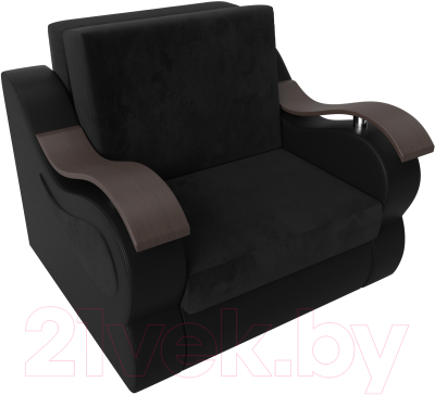Кресло-кровать Лига Диванов Меркурий 223 / 105488 (60, велюр черный/экокожа черный)