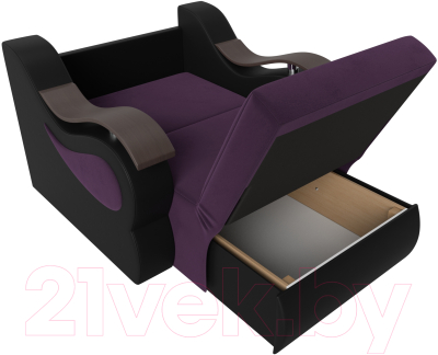 Кресло-кровать Лига Диванов Меркурий 223 / 105487 (80, велюр фиолетовый/экокожа черный)
