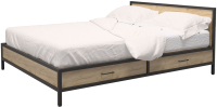 Двуспальная кровать Millwood Neo Loft КМ-3.6 Л 208х182х93 (дуб золотой Craft/металл черный) - 