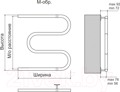 Полотенцесушитель водяной Terminus Эконом М-образный Aisi 32 600х400