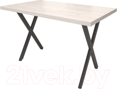 Обеденный стол Millwood Лофт Хьюстон Л 120x70x75 (дуб белый Craft/металл черный)