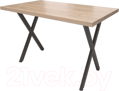 Обеденный стол Millwood Лофт Хьюстон Л 120x70x75 (дуб табачный Craft/металл черный)
