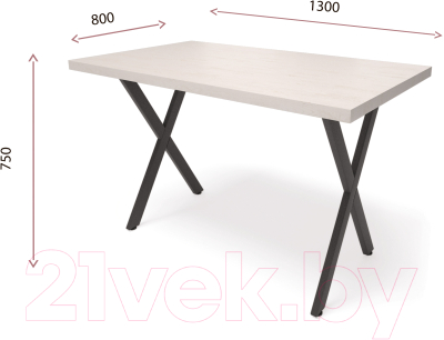 Обеденный стол Millwood Лофт Хьюстон Л 130x80x75 (дуб белый Craft/металл черный)