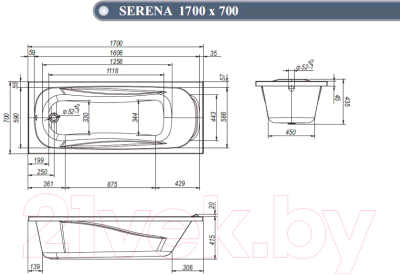 Ванна акриловая Ventospa Serena LA 170x70 (с каркасом)