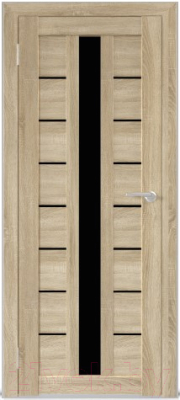 Дверь межкомнатная Юни Бона 17 80x200 (дуб сонома/стекло черное)