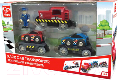 Набор игрушечной техники Hape Транспортер гоночной машины / E3735-HP