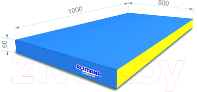 Гимнастический мат Romana 5.000.06 (голубой/желтый)